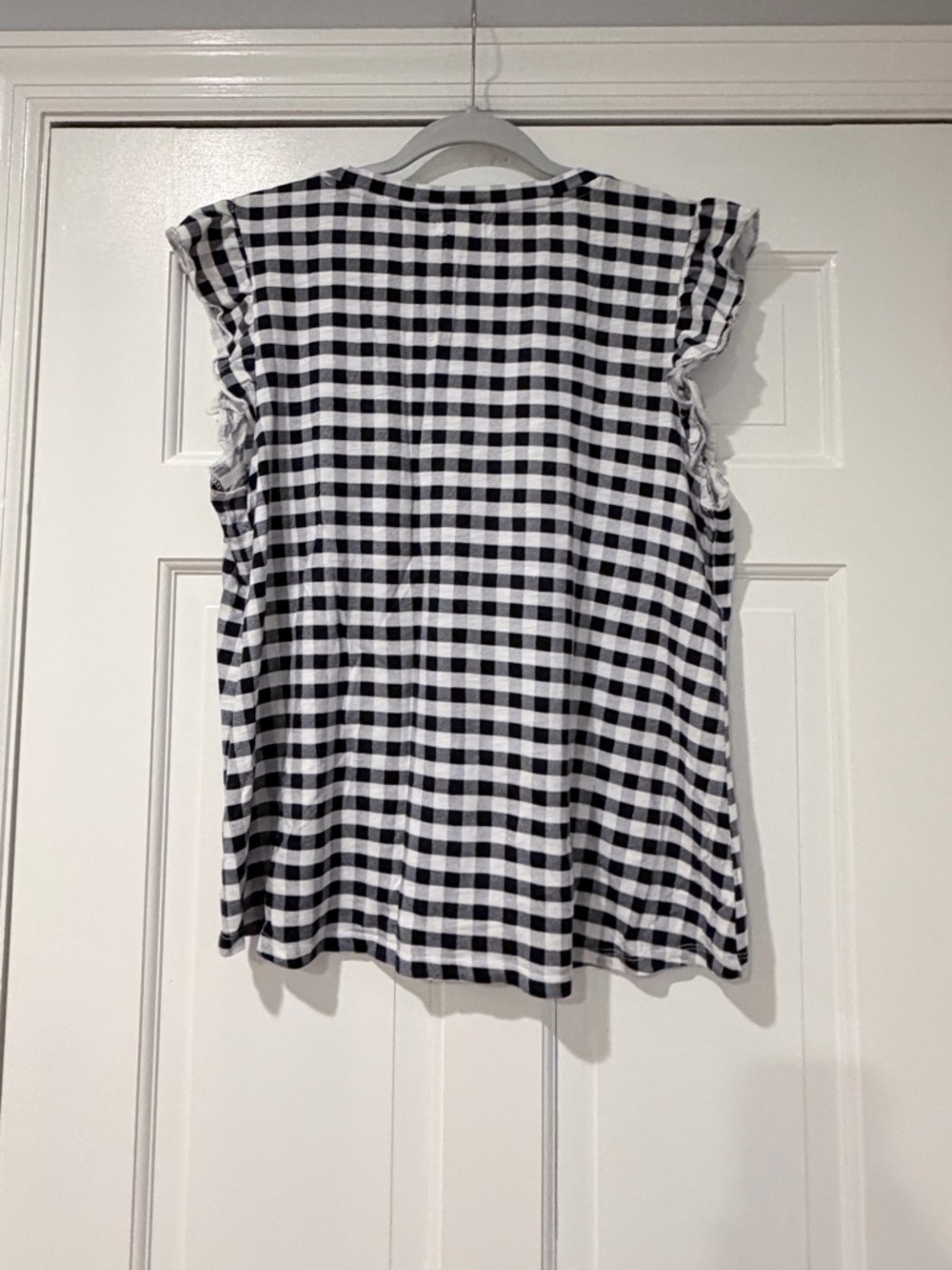 Maurices Gingham Ruffle Sleeve Top XL Black White - Picture 3 of 7